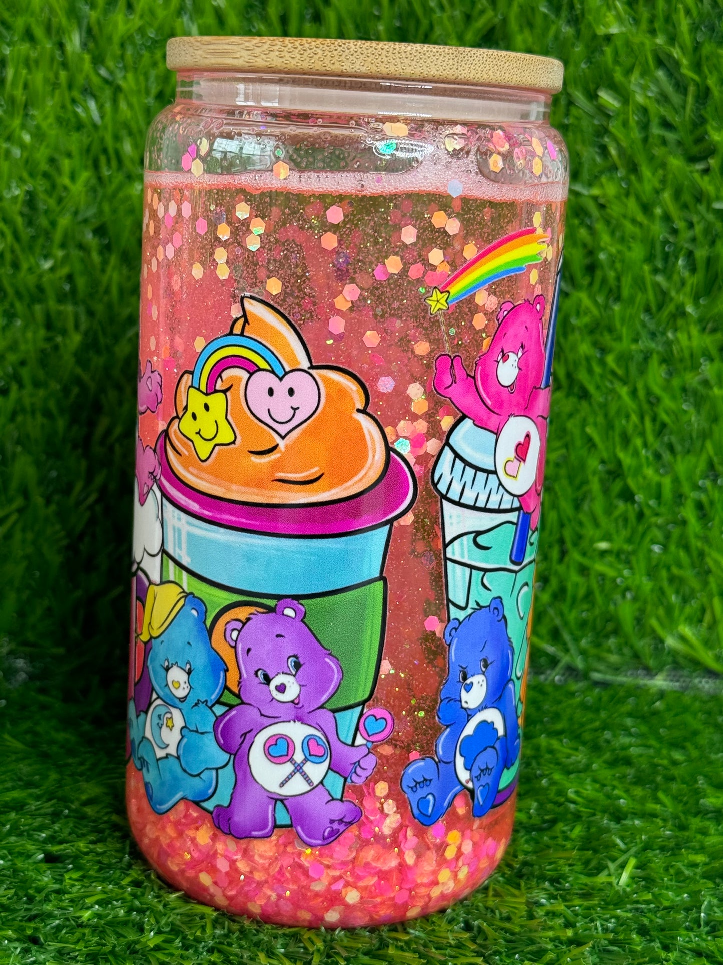 Rainbow bears Snowglobe cup (discounted- big air bubble)